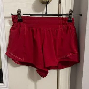 Lulu lemon red hotty hot shorts. Size 2, 2.5”